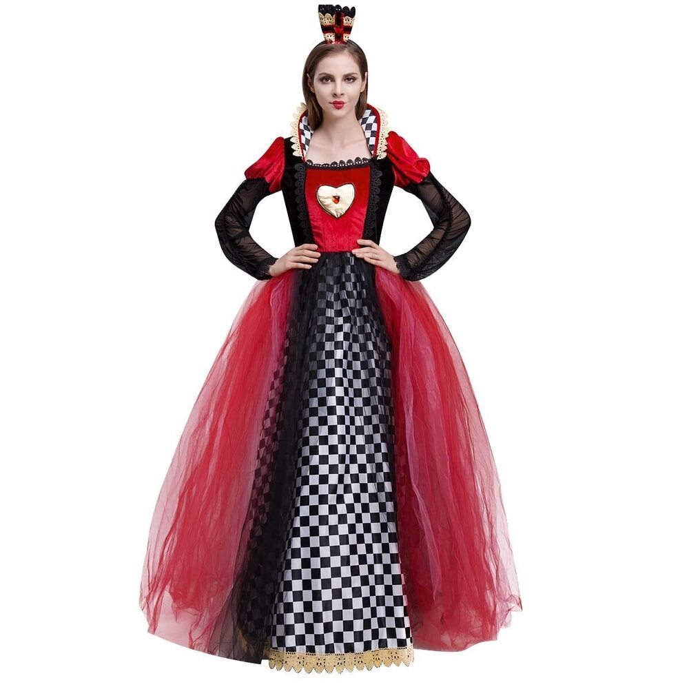 5282 Queen Costume Adult Sexy Halloween Cosplay Outfits with Crown Red